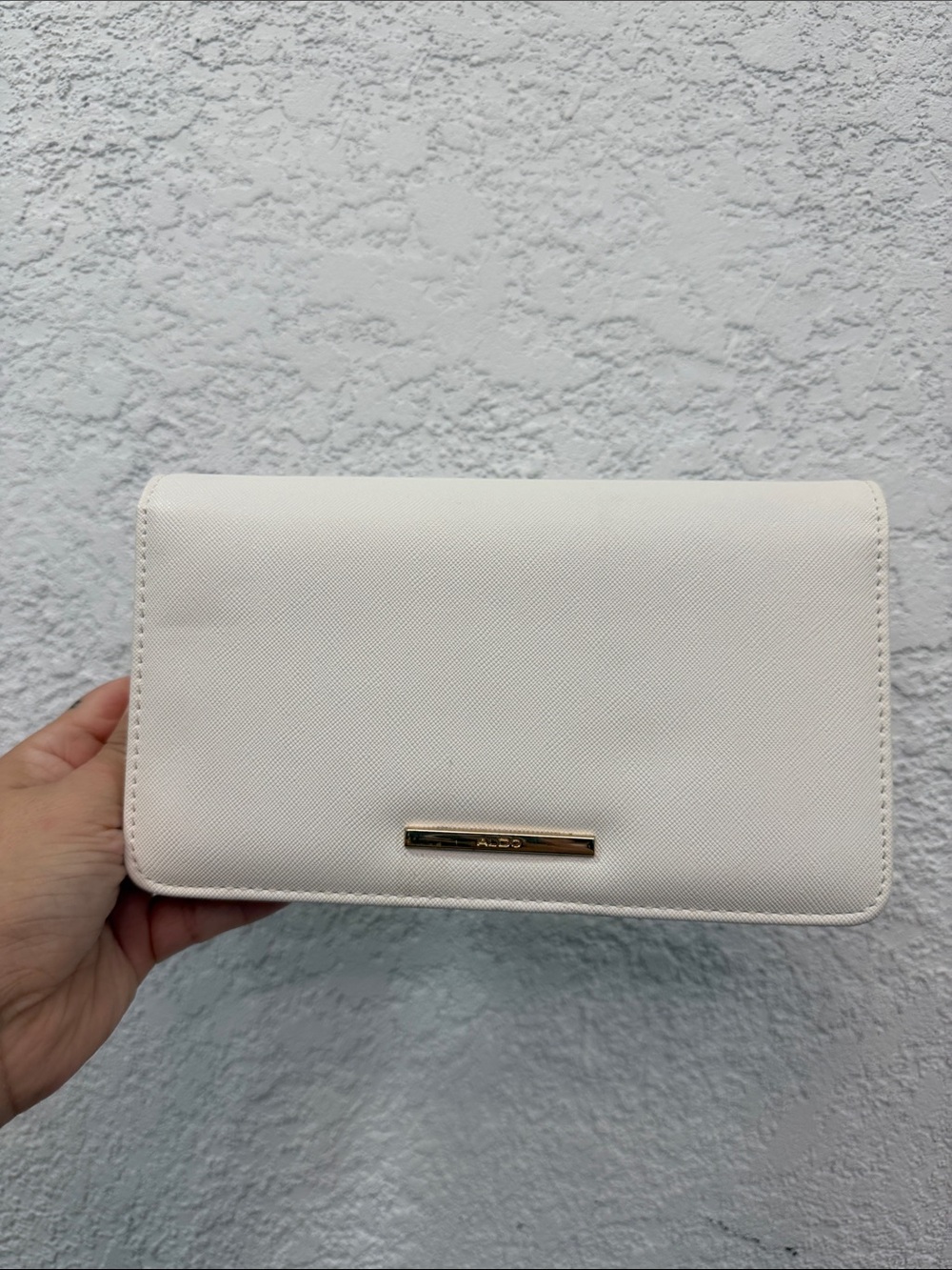 ALDO Cream Clutch with Gold Accent